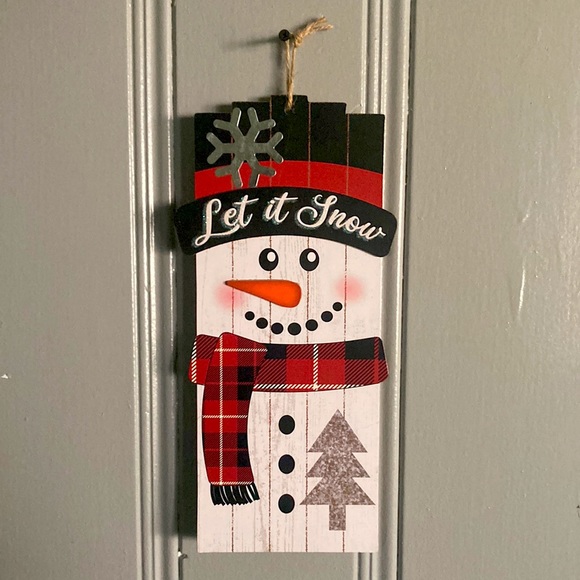 NWT Precious Holiday Glitter Let It Snow ⛄️ Snowman Decoration Sign w/ Metal ❄️ - Picture 1 of 11